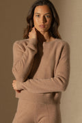 Jersey Cuello Redondo 4 Hilos - Lila - Camel Jaspeado
