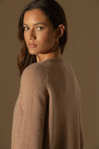 Jersey Cuello Redondo 4 Hilos - Lila - Camel Jaspeado