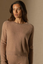 Jersey Cuello Redondo 4 Hilos - Lila - Camel Jaspeado