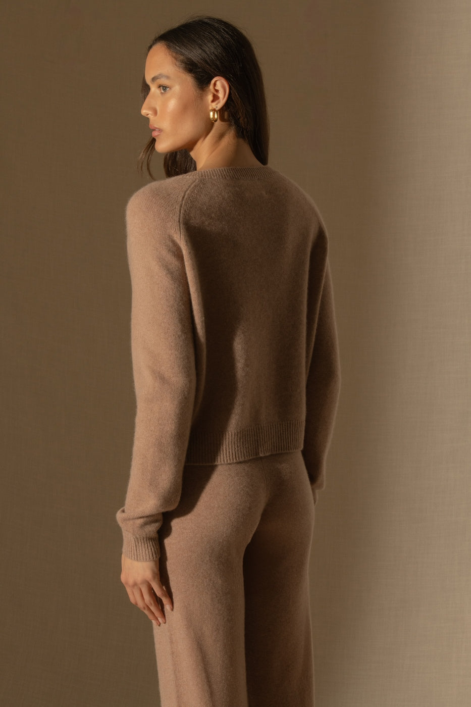 Jersey Cuello Redondo 4 Hilos - Lila - Camel Jaspeado