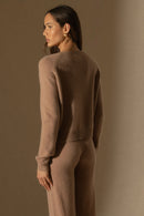 Jersey 4 Hilos Cuello Redondo - Lila - Camel Jaspeado