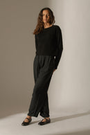 Jersey 4 Hilos Cuello Redondo - Lila - Negro