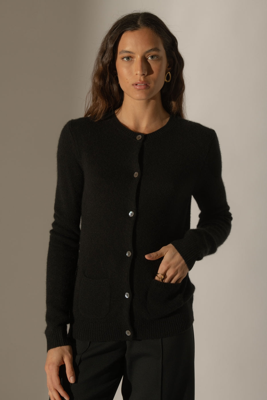 Cardigan Col Rond 4Fils Alya - Noir