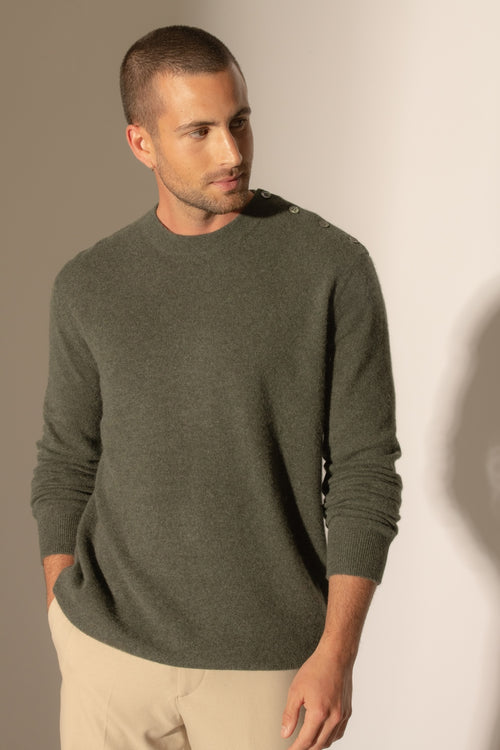 Pull Col Rond Marin - Gabriel - Kaki Chiné