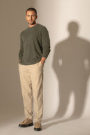 Pull Col Rond Marin - Gabriel - Kaki Chiné