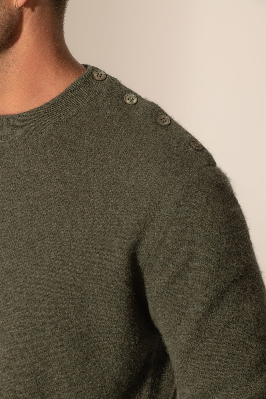 Pull Col Rond Marin Gabriel - Kaki Chiné