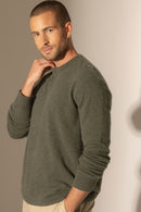 Pull Col Rond Marin - Gabriel - Kaki Chiné