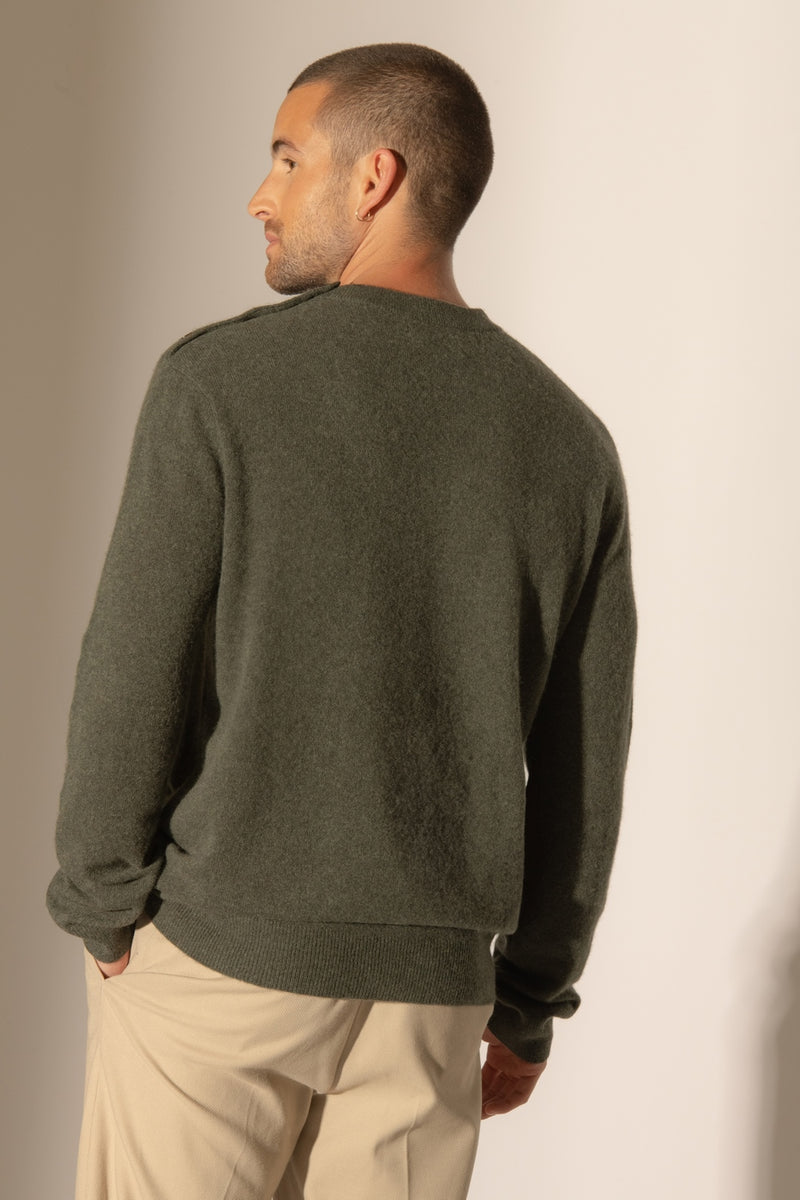 Pull Col Rond Marin - Gabriel - Kaki Chiné