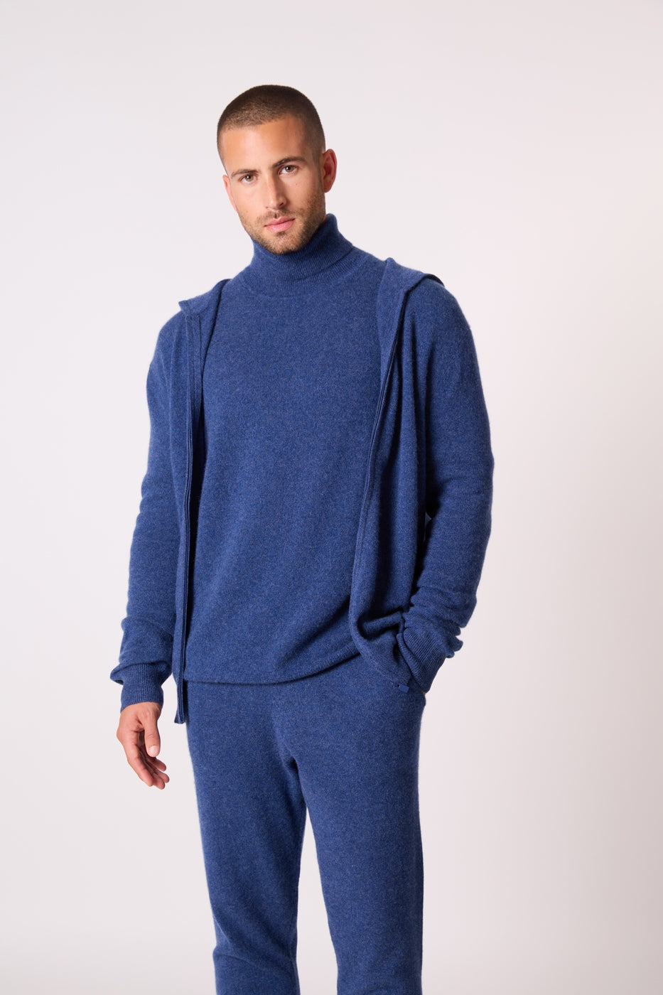 Gilet Zippé Capuche Eldo - Océan Chiné