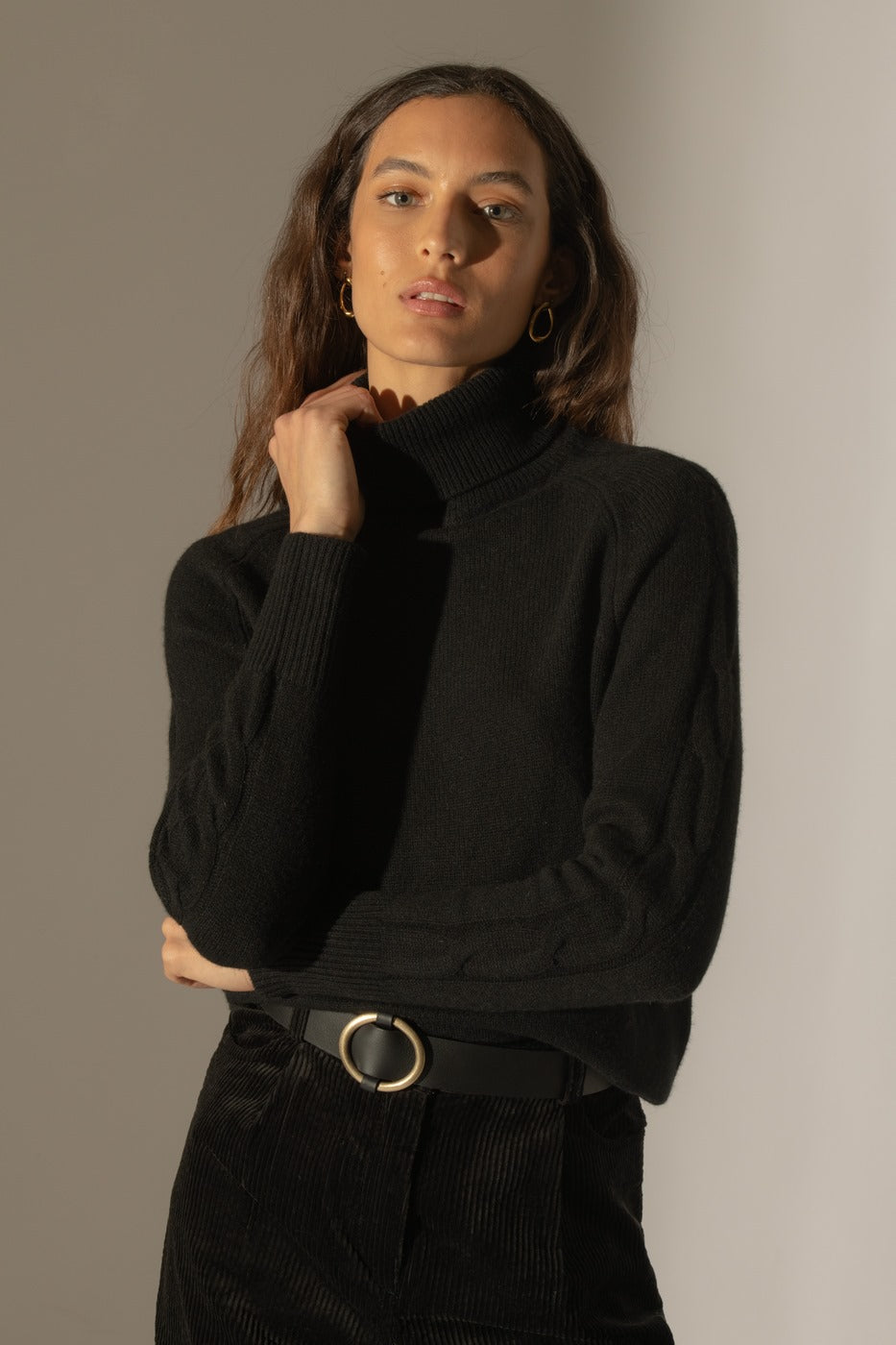 Pull Col Roulé 4 Fils - Albany - Noir