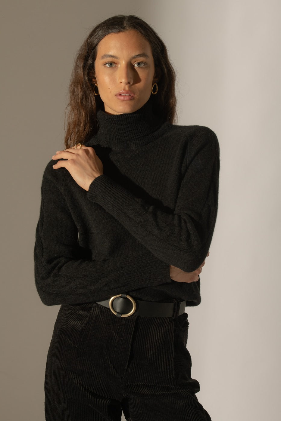 Pull Col Roulé 4 Fils - Albany - Noir