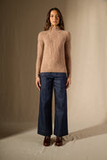 Pull Col Montant 6 Fils - Aspen - Camel Chiné