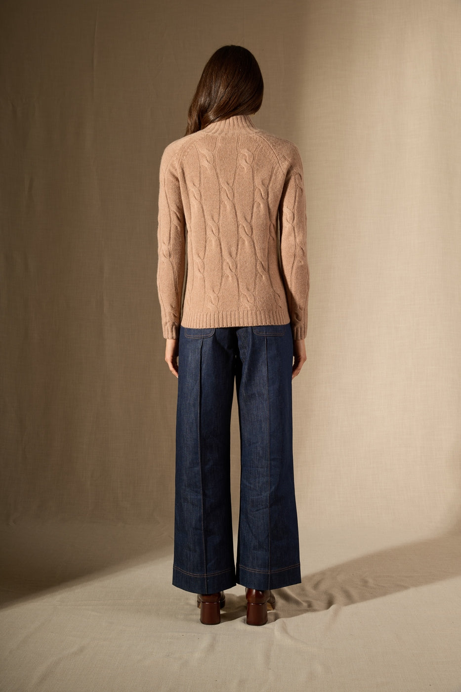 Pull Col Montant 6 Fils - Aspen - Camel Chiné