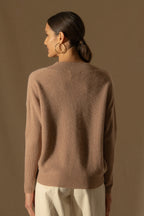Pull Col V Croisé - Grainne - Camel Chiné