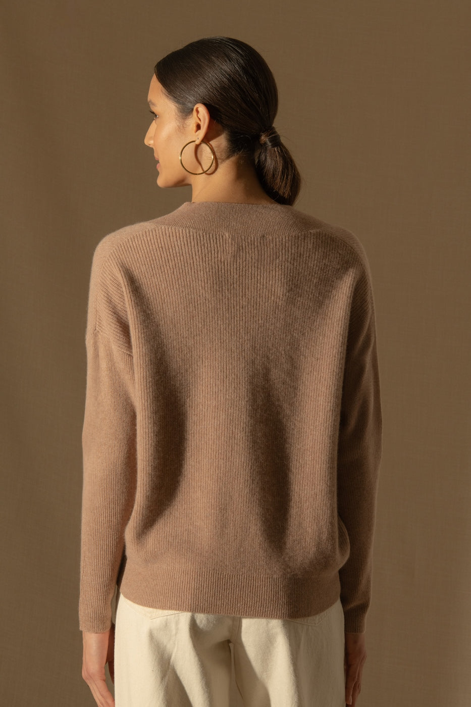 Pull Col V Croisé - Grainne - Camel Chiné