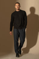 Pull Col Rond 4 Fils - Aidan - Noir