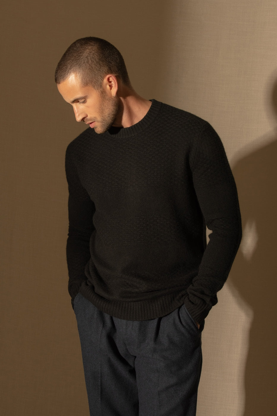 Pull Col Rond 4 Fils Aidan - Noir