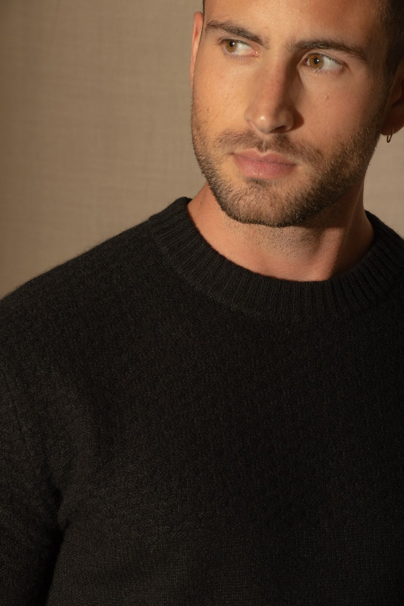 Pull Col Rond 4 Fils - Aidan - Noir