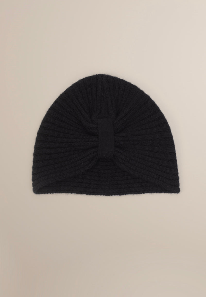 Bonnet 6 Fils Sile - Noir - 100% Cachemire 6 Fils - 2-2 Rib