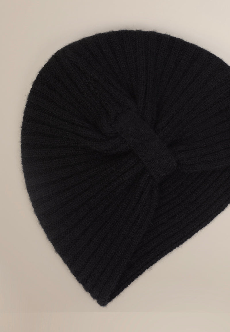 Bonnet 6 Fils Sile - Noir - 100% Cachemire 6 Fils - 2-2 Rib