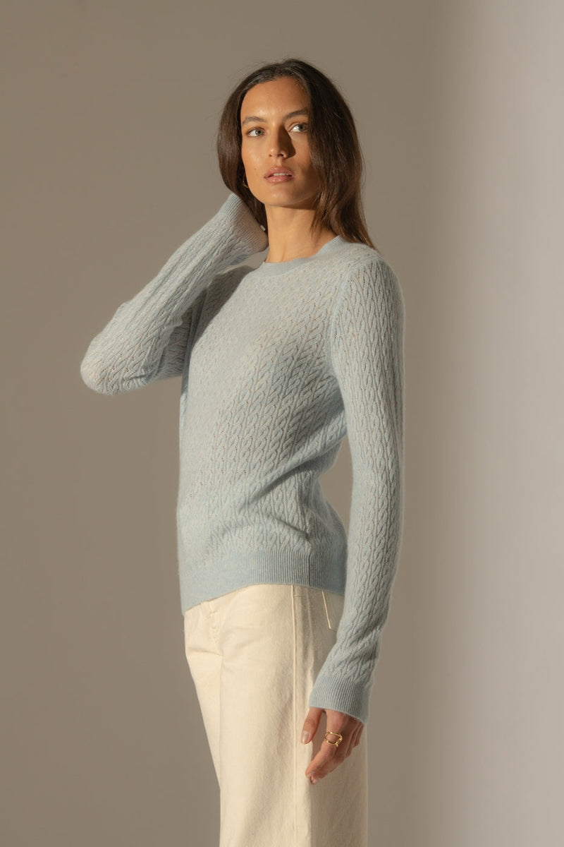 Jersey de Cuello Redondo - Opame - Azul Claro Jaspeado