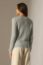 Pull Col Rond - Opame - Bleu Clair Chiné
