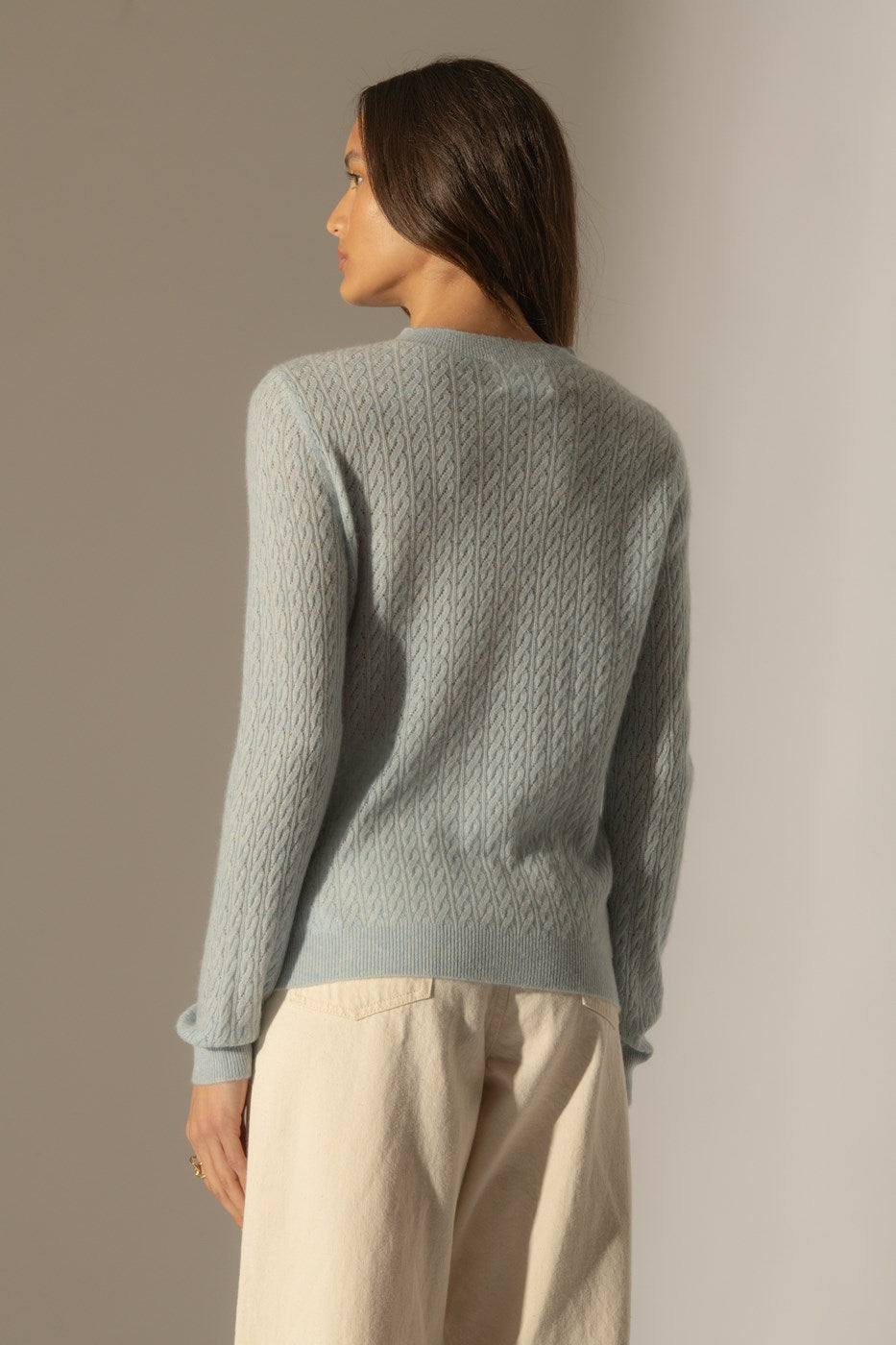 Pull Col Rond - Opame - Bleu Clair Chiné