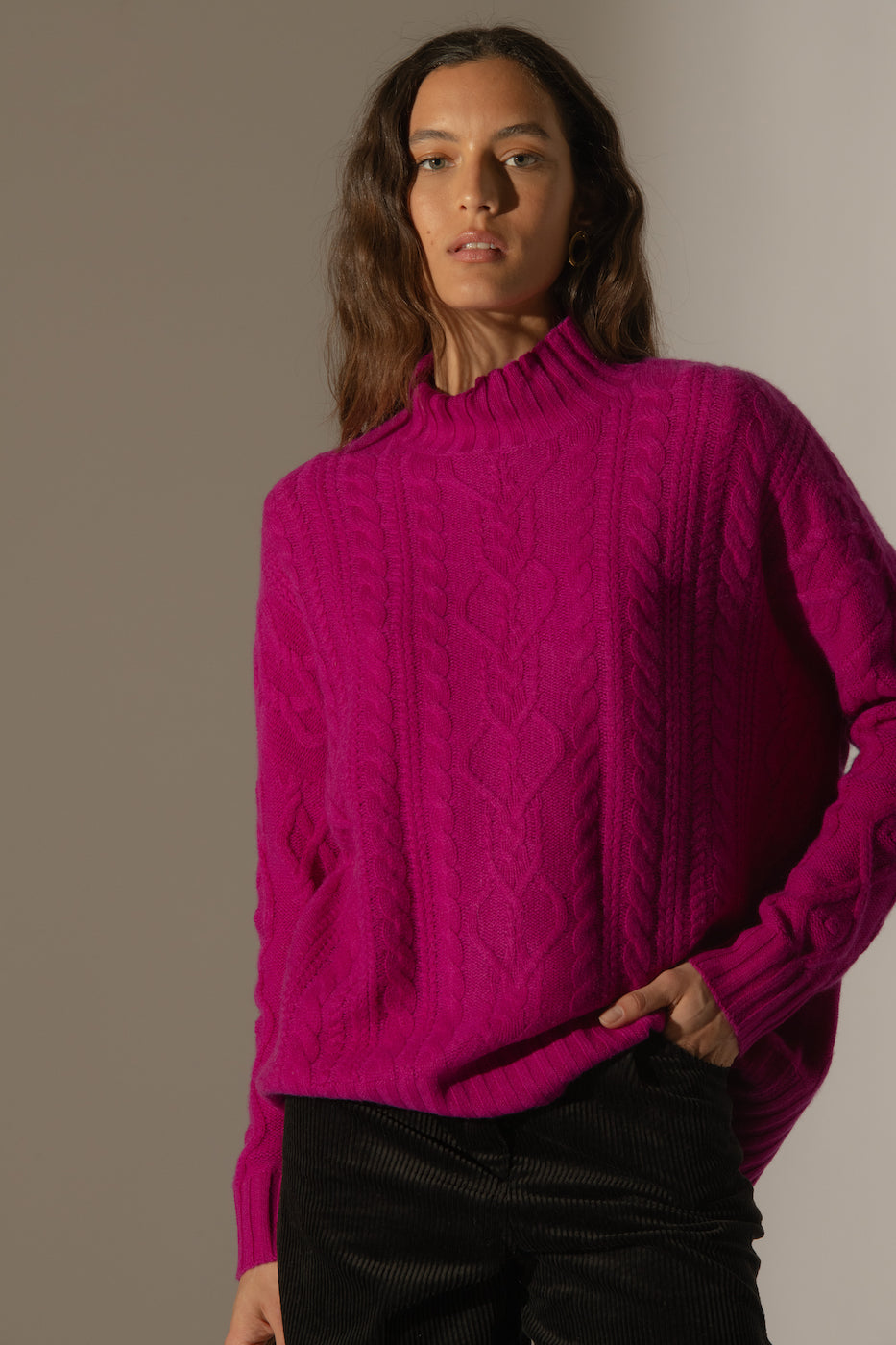 Pull Col Montant 6 Fils Pemala - Violine