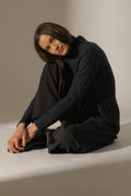 6-Ply Polo Neck Jumper - Pemala - Caviar