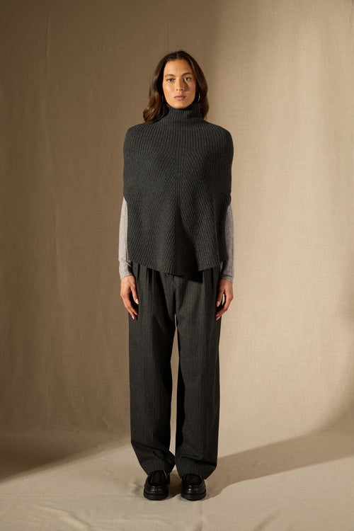 Cape Col Montant 6 Fils - Gache - Carbone Chiné