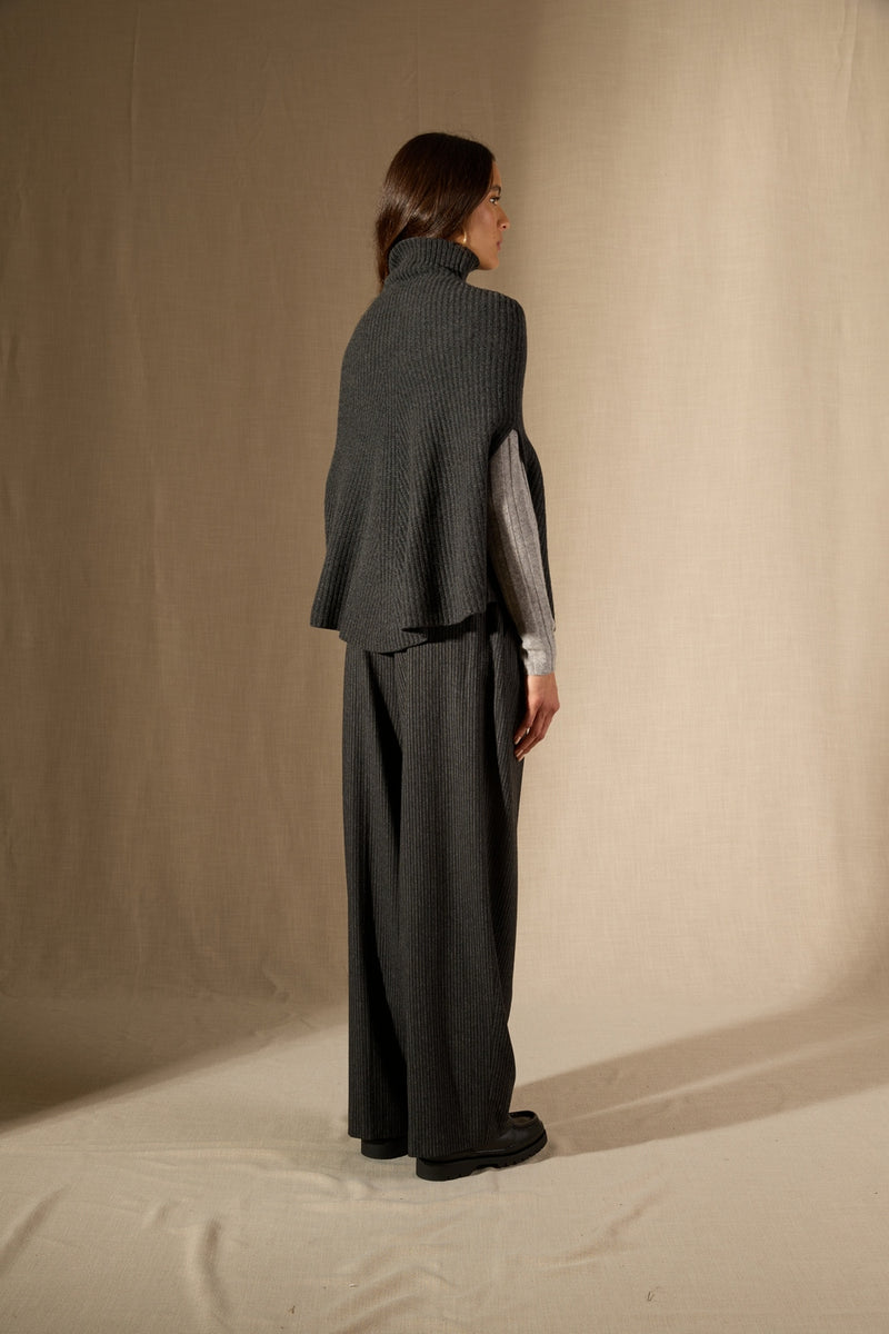 Cape Col Montant 6 Fils - Gache - Carbone Chiné