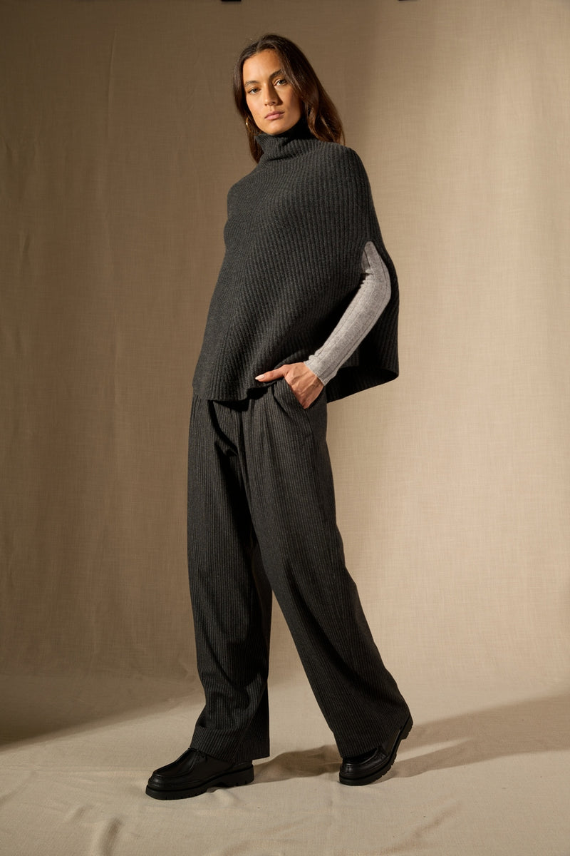 Cape Col Montant 6 Fils - Gache - Carbone Chiné