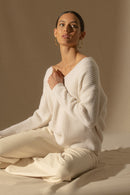 Pull Col V 8 Fils - Emeres - Neige