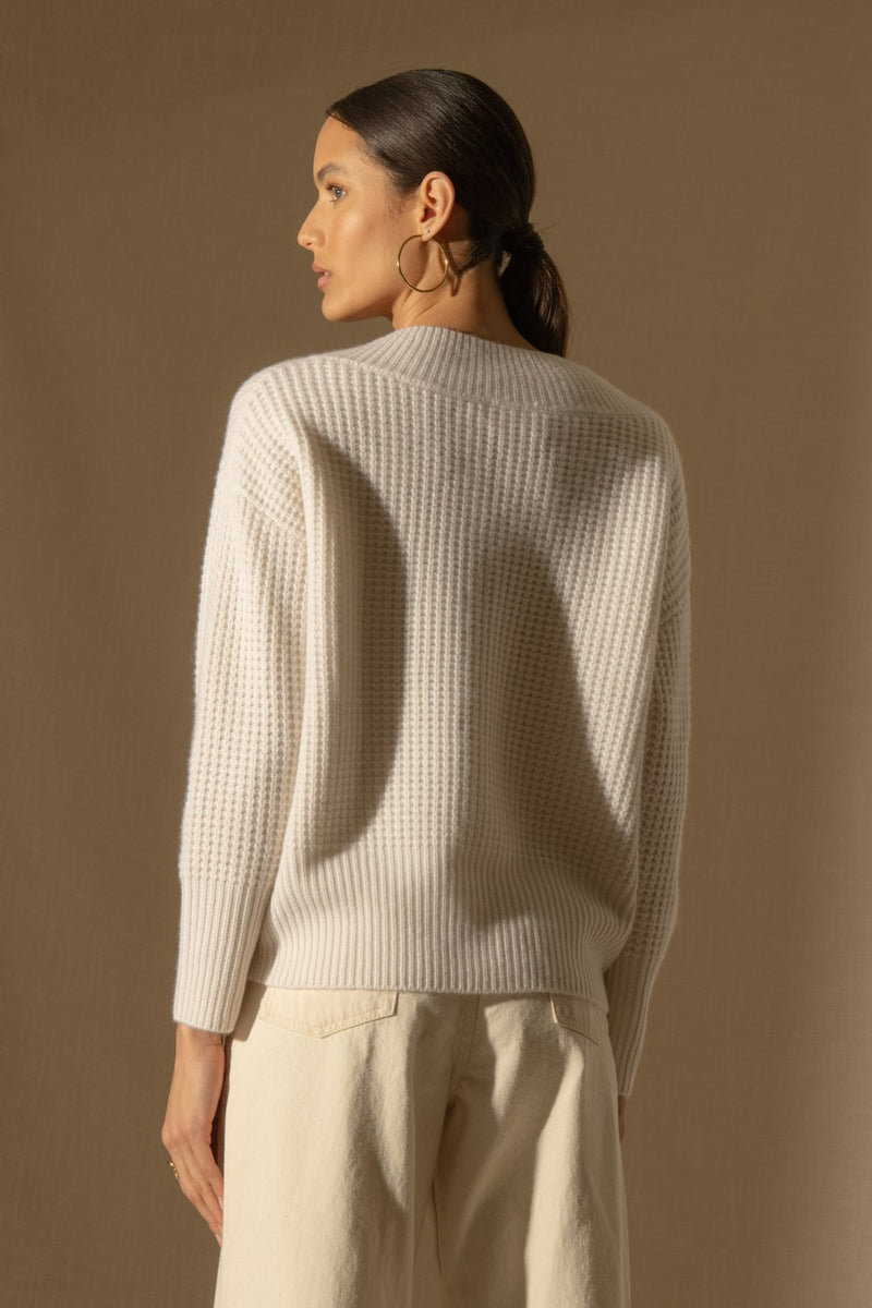 Pull Col V 8 Fils - Emeres - Neige