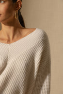 Pull Col V 8 Fils - Emeres - Neige