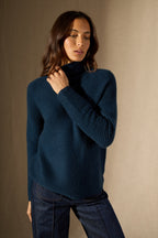 Pull Col Montant 6 Fils Mairos - Bleu Pétrole