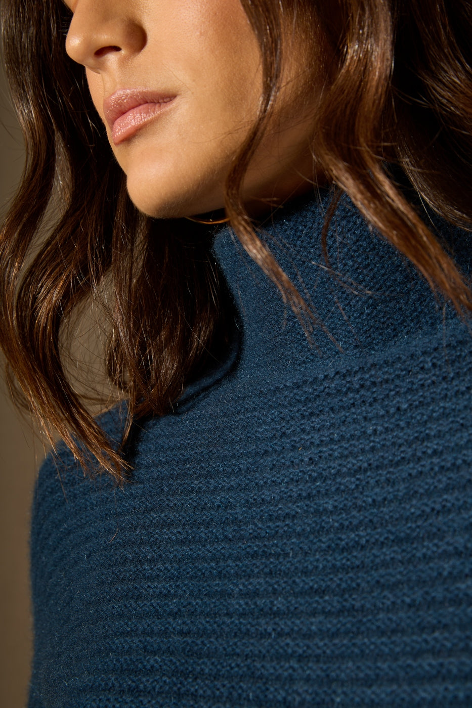 Pull Col Montant 6 Fils Mairos - Bleu Pétrole