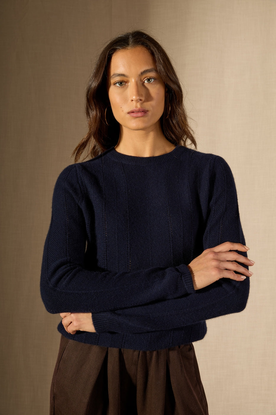 Pull Col Rond 4 Fils Corva - Marine