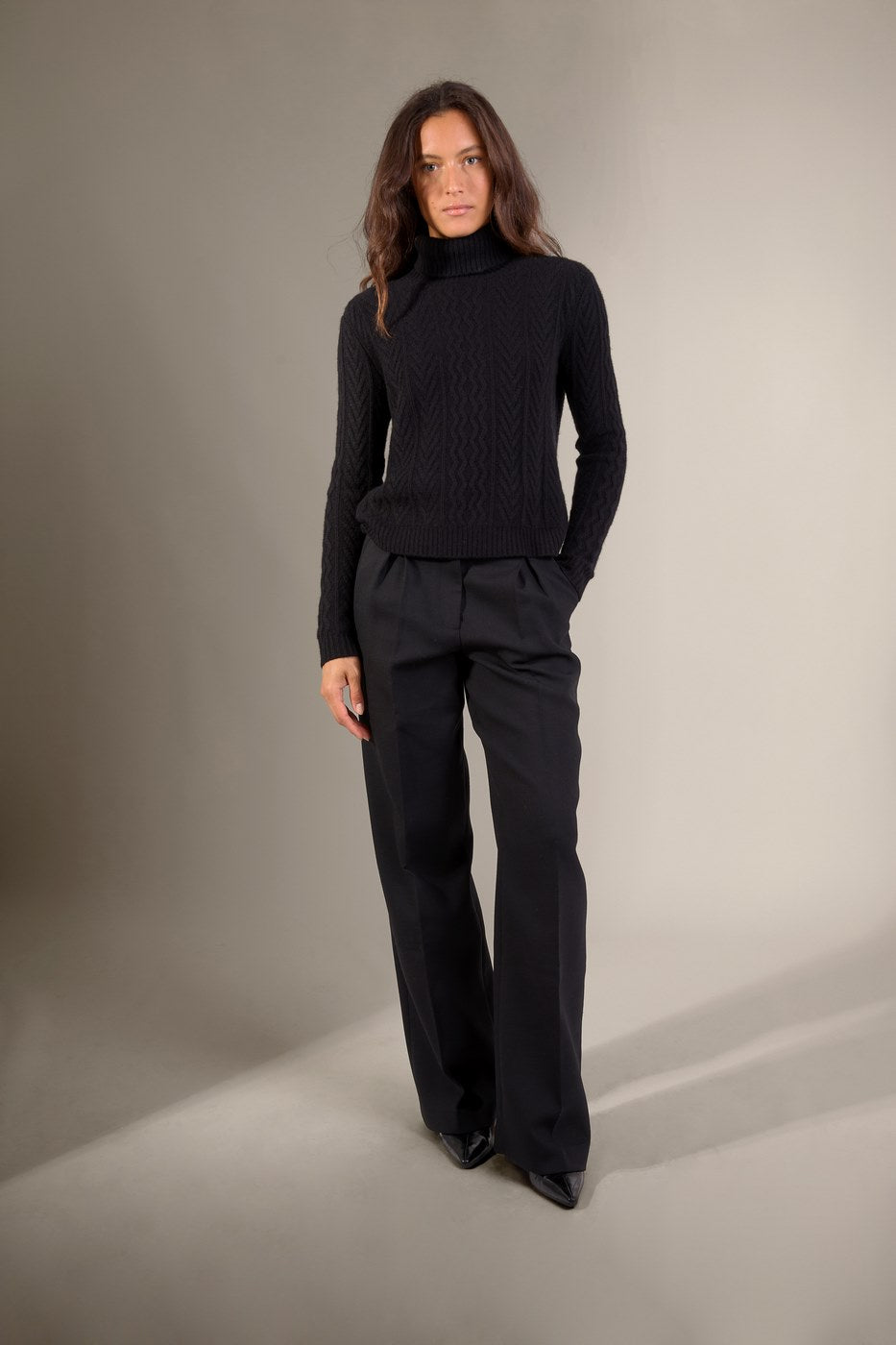 Pull Col Roulé 8 Fils Poso - Noir