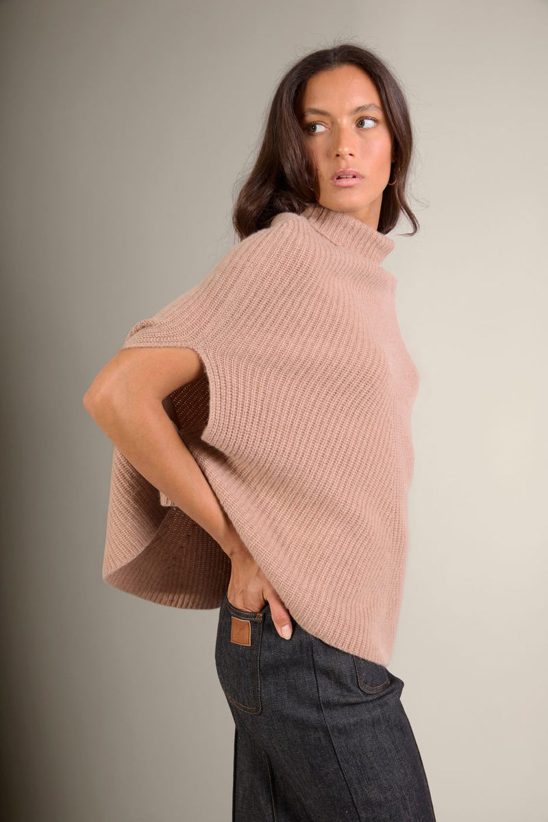 Cape Col Montant 6 Fils - Gache - Camel Chiné