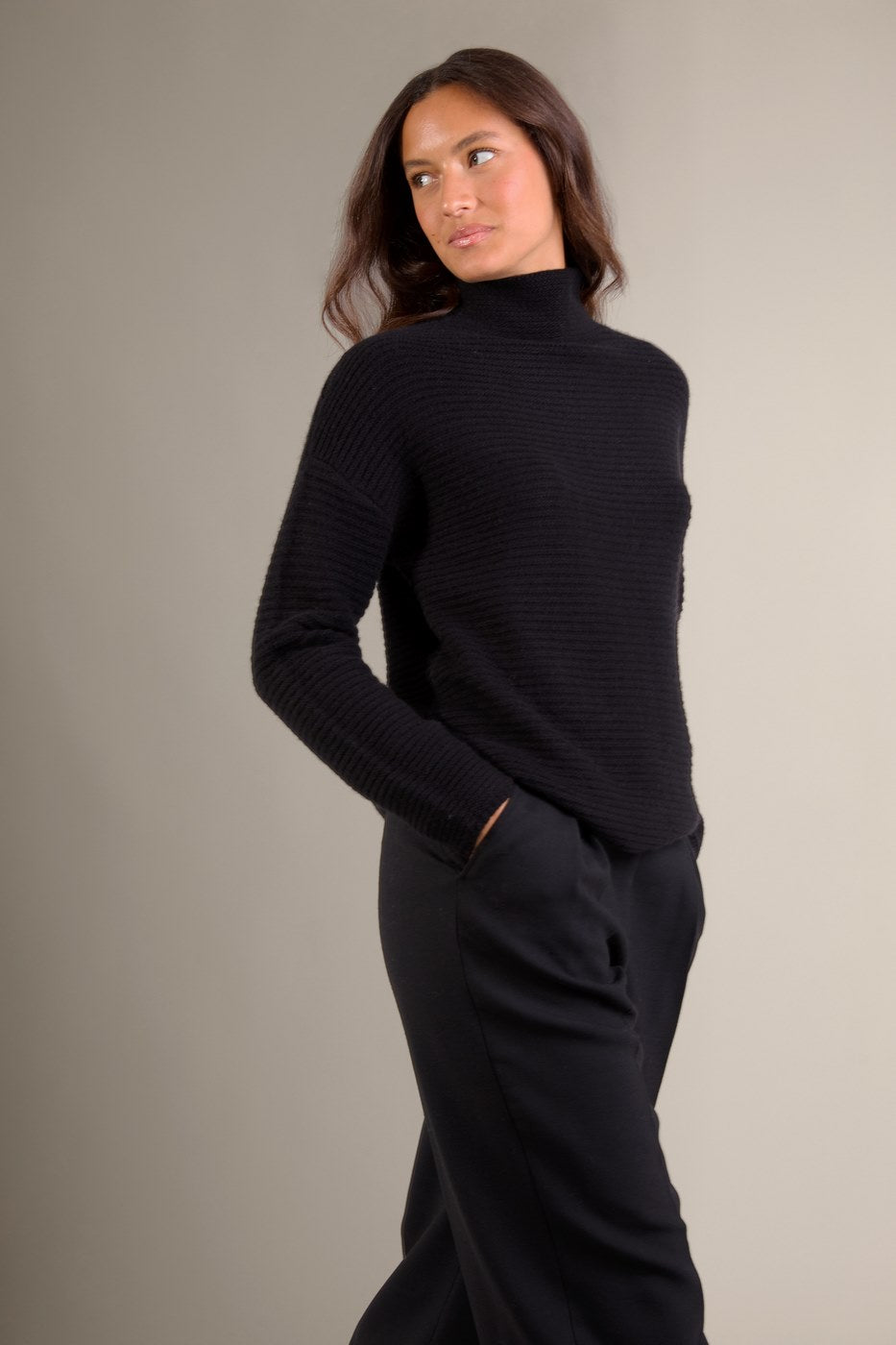 Pull Col Montant 6 Fils Mairos - Noir
