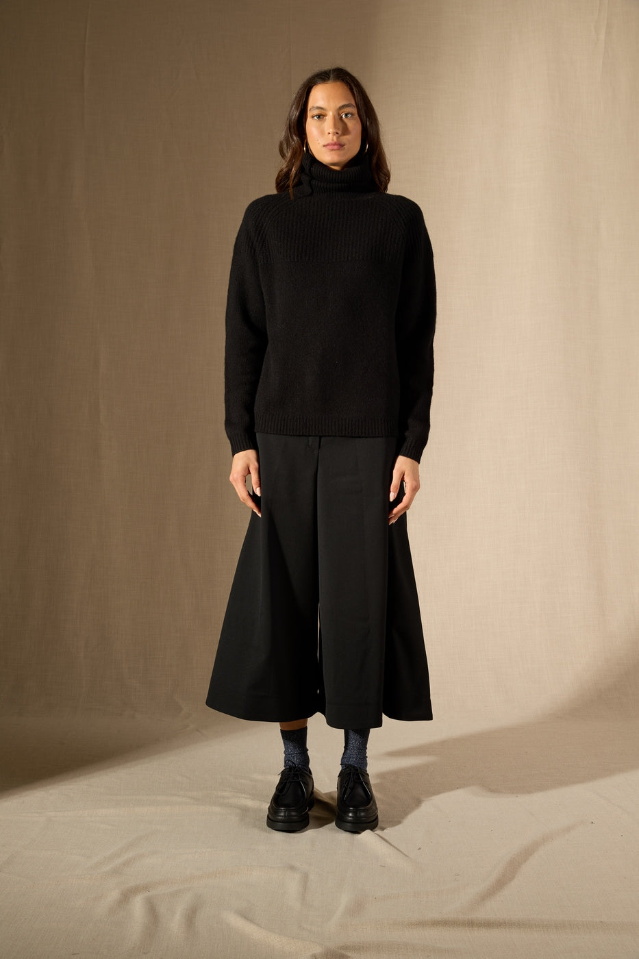 Pull Col Roulé 6 Fils - Maneses - Noir