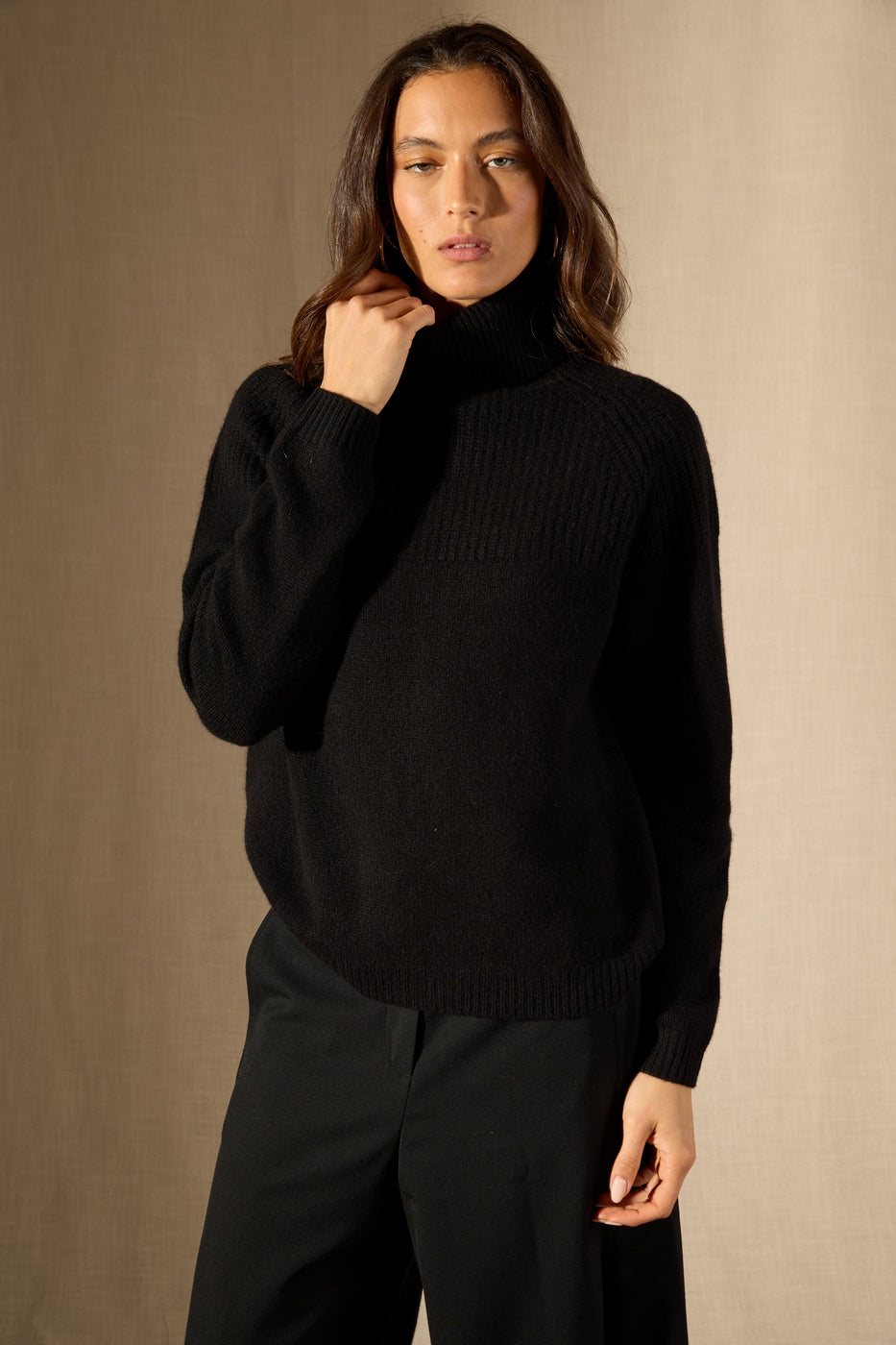 Pull Col Roulé 6 Fils - Maneses - Noir