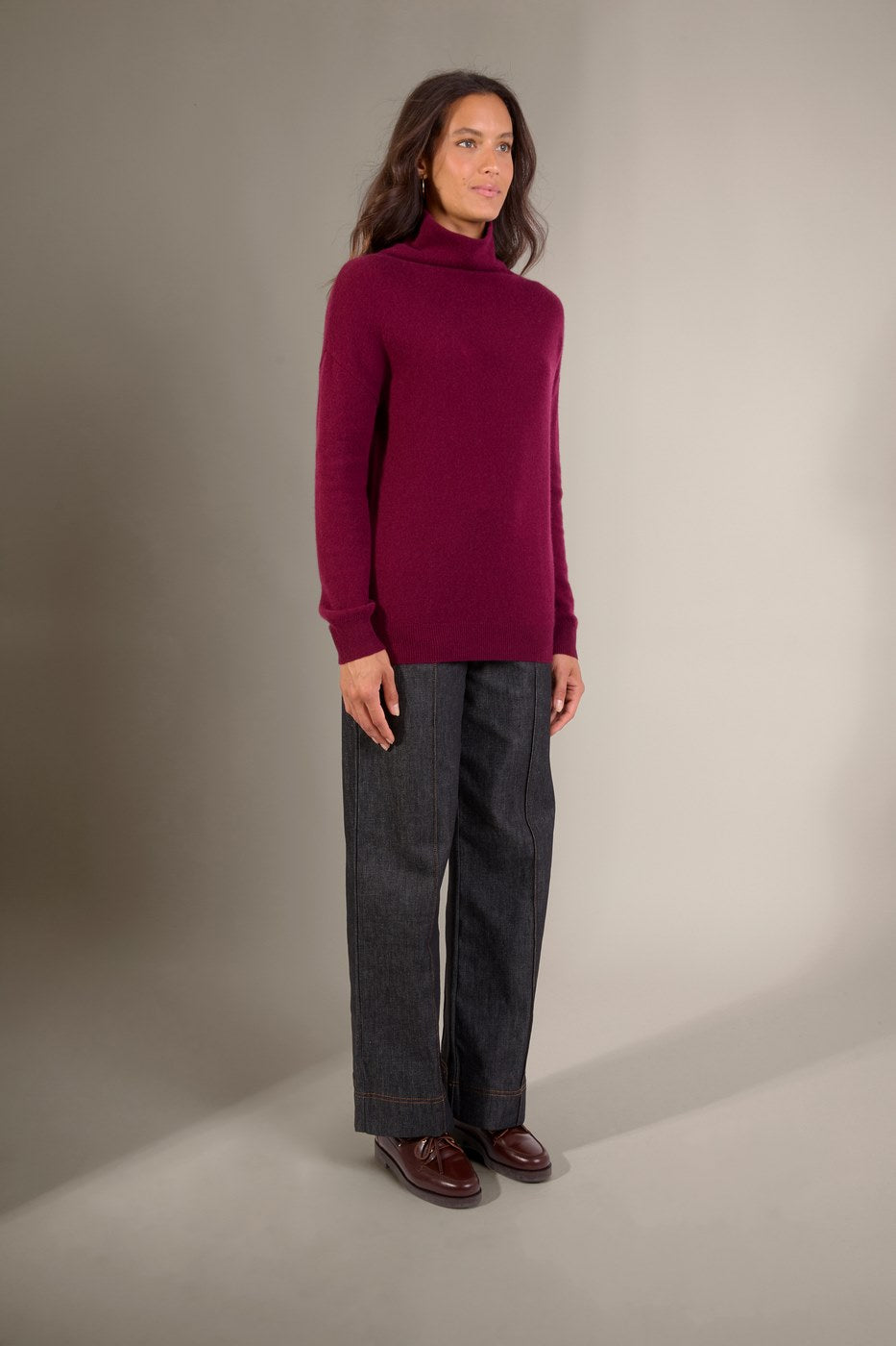 Sweter ze stójką Nethan – Bordowy