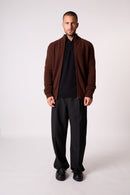 Gilet Zippé Col Camionneur 4 Fils - Leo - Café