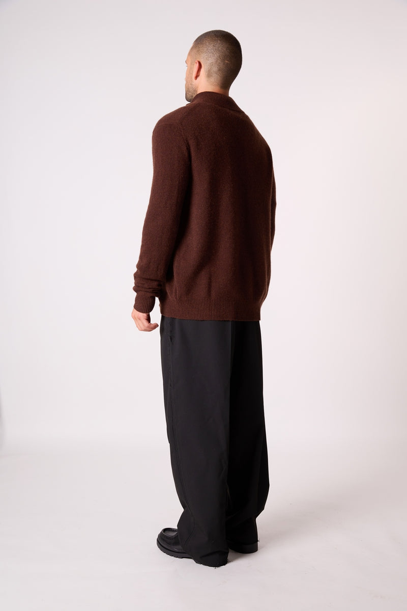 Gilet Zippé Col Camionneur 4 Fils - Leo - Café