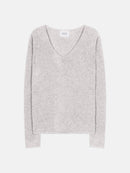 Shannon V-neck Sweater - 100% 2-ply Cashmere - Heather Pearl Gray - Women
