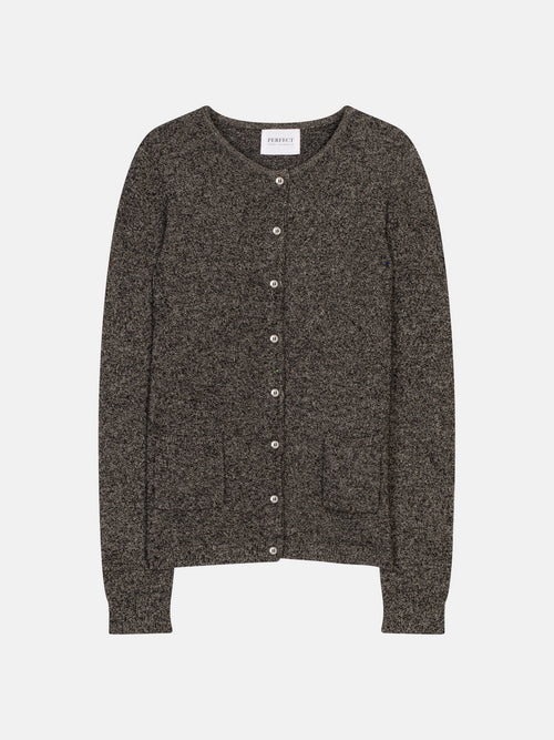 Cardigan - 100% Cachemire 2 Fils - Noir/Blanc - Femme