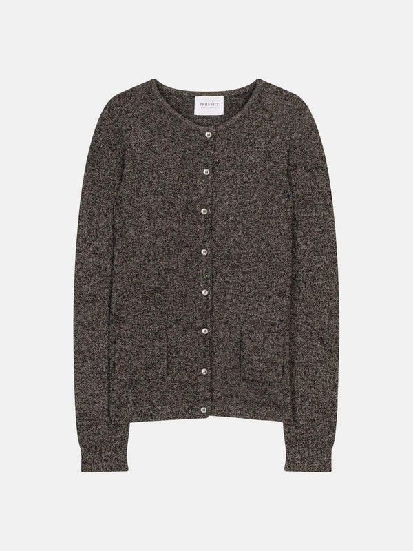 Cardigan - 100% Cachemira 2 Hilos - Negro/Blanco - Mujer