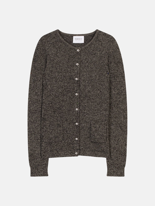 Cardigan - 100% Cachemire 2 Fils - Noir/Blanc - Femme